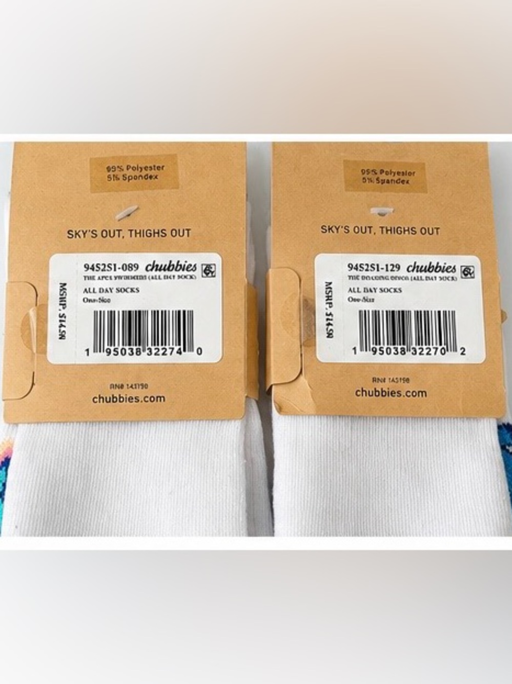 Chubbies The Apex & Roaring Dinosaur All Day Socks L 8-12 set of 2 - Picture 3 of 3